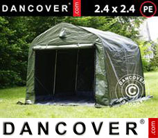 Portable garage PRO 2.4x2.4x2 m PE, with ground cover, Green/Grey